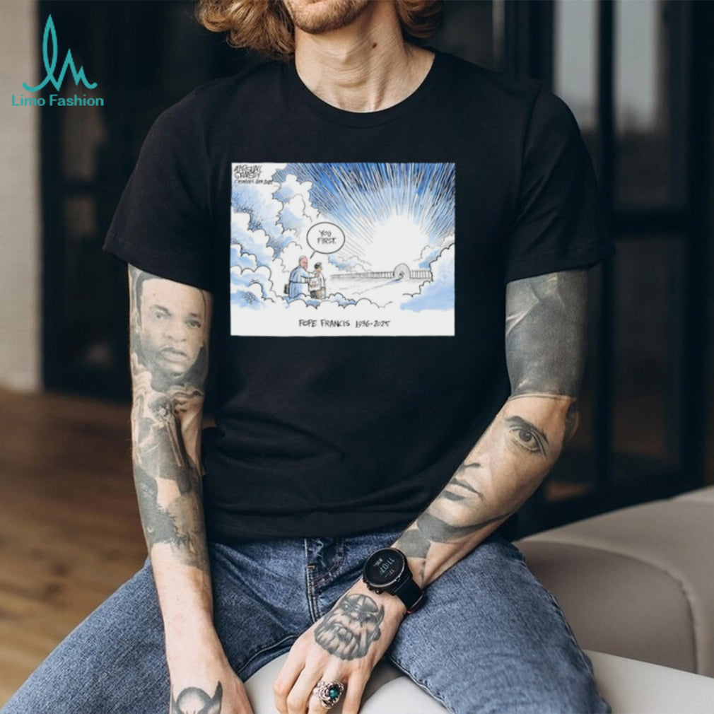 Pope Francis Memorial Tribute Cartoon Clouds Graphic T Shirt