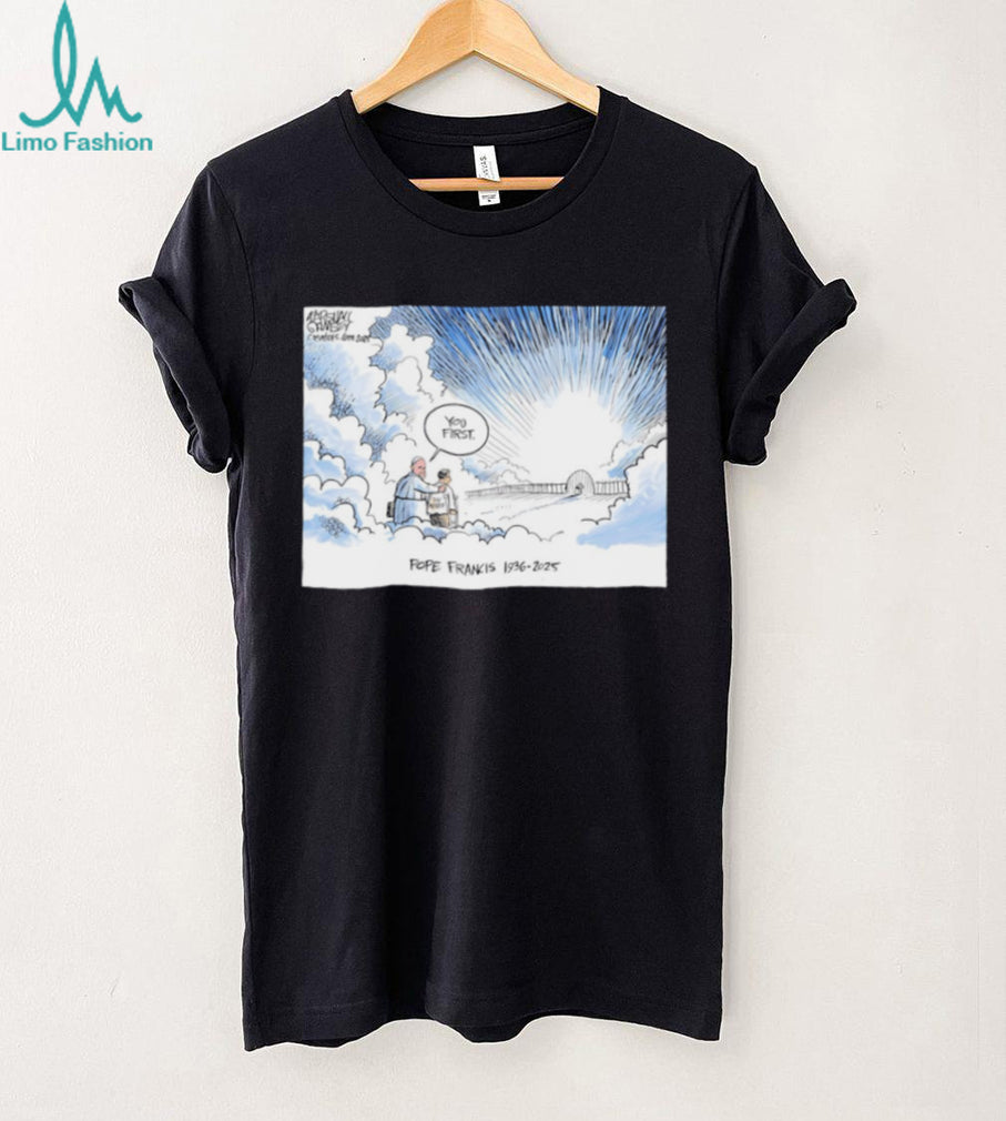 Pope Francis Memorial Tribute Cartoon Clouds Graphic T Shirt