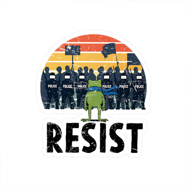 Portland Frog Protester Resist Sticker
