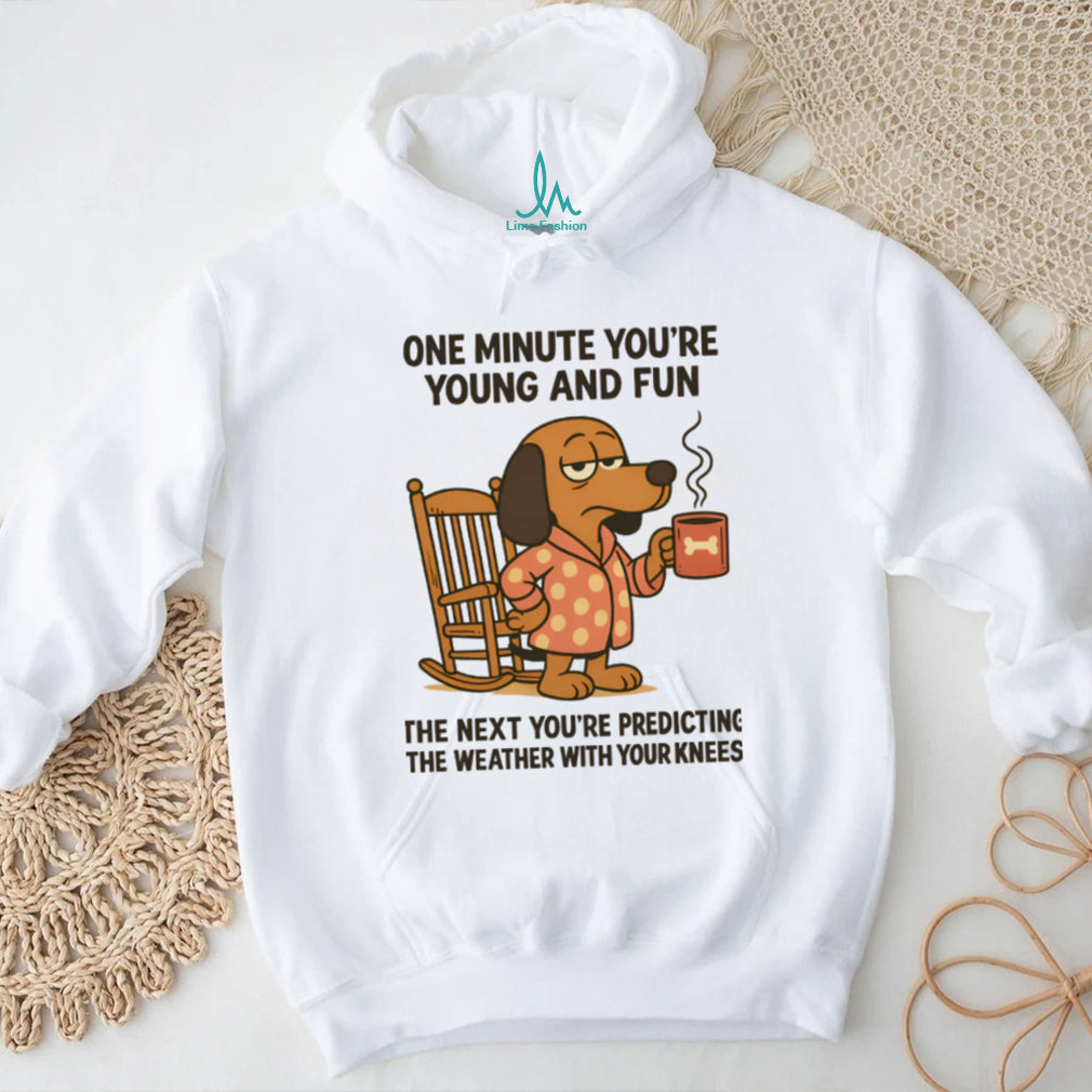 “Predicting Weather With My Knees” Funny Old Age Dachshund T Shirt
