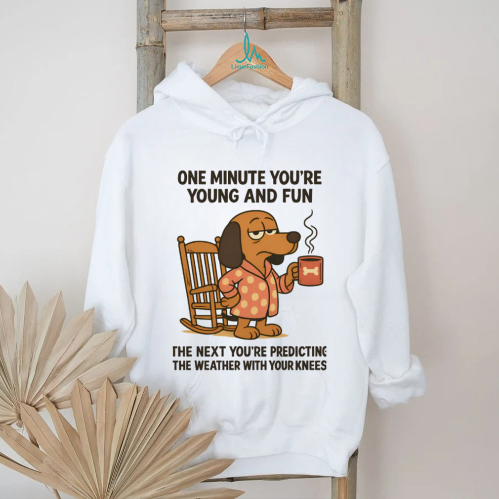 “Predicting Weather With My Knees” Funny Old Age Dachshund T Shirt