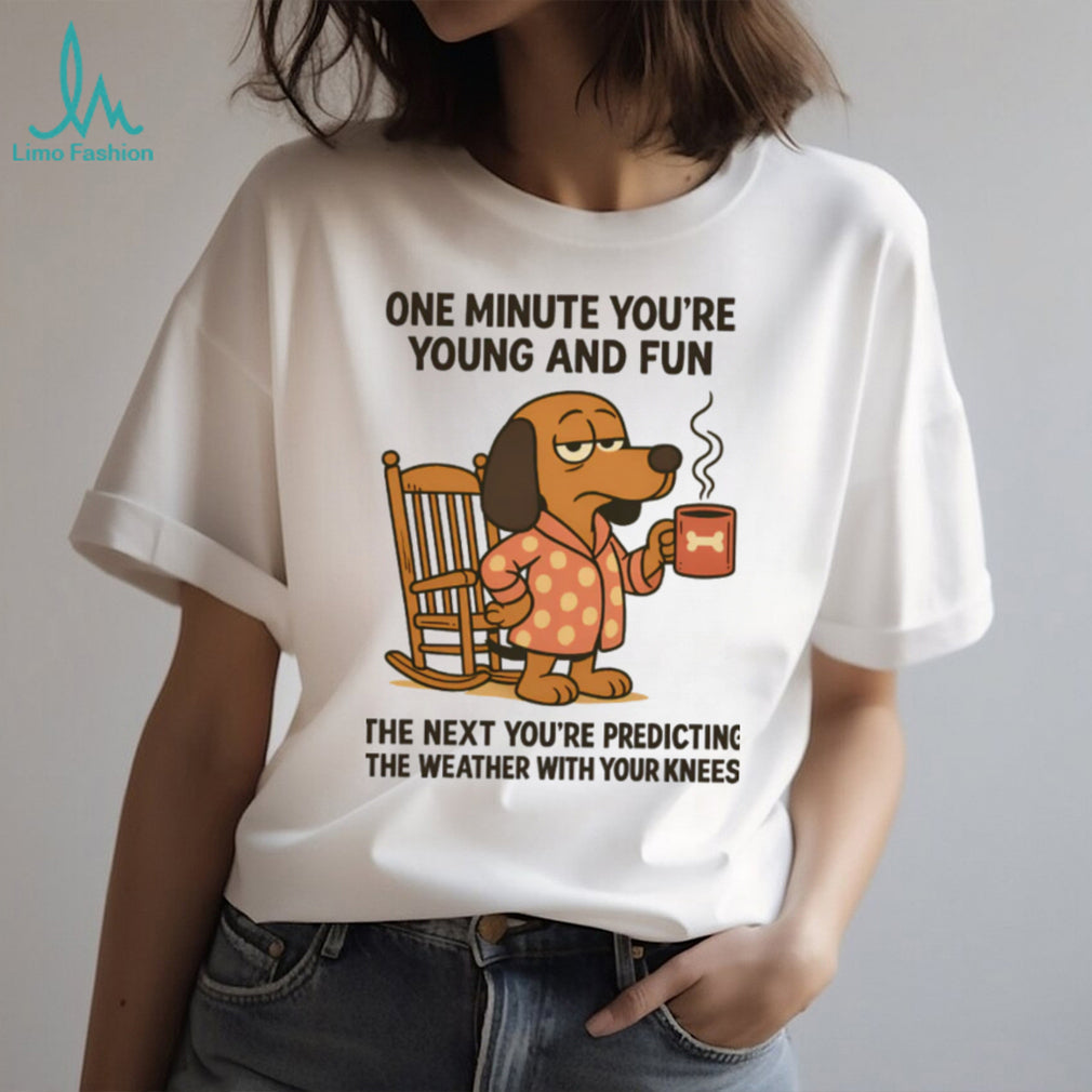 “Predicting Weather With My Knees” Funny Old Age Dachshund T Shirt