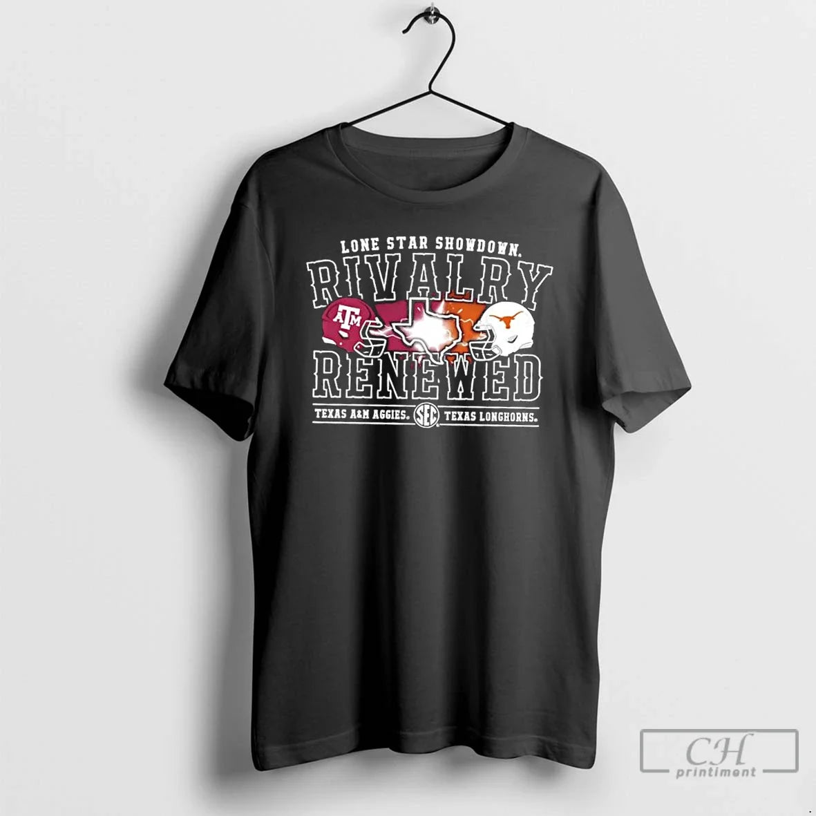 Lone Star Showdown Rivalry Renewed Texas Am Aggies Vs Texas Longhorns Helmets T-Shirts