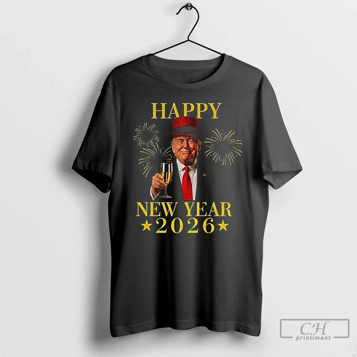 New Year 2026 Presidential Retro Fireworks Trump Happy New Year T-Shirts