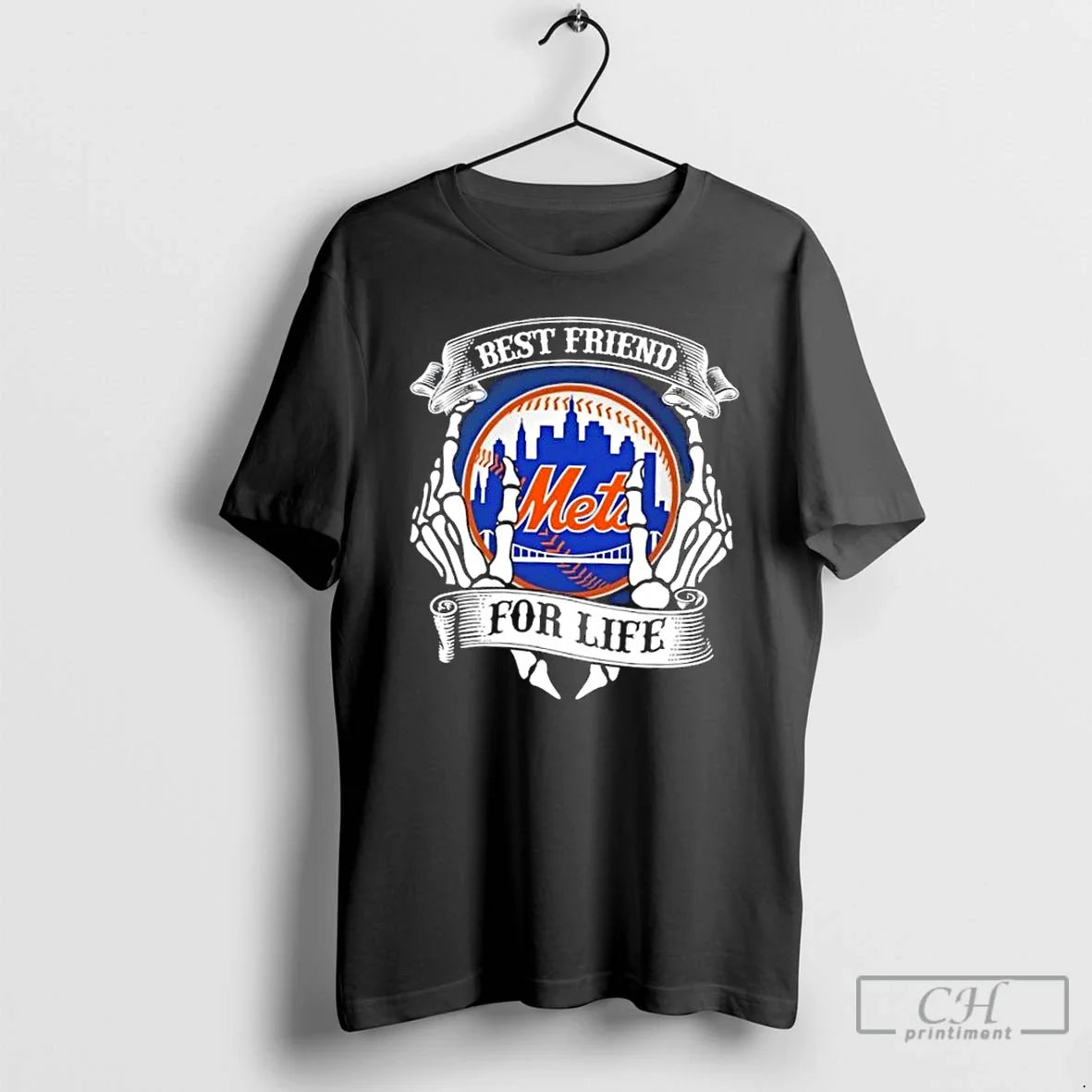 New York Mets Baseball Best Friend Life Hands Bones T-Shirts