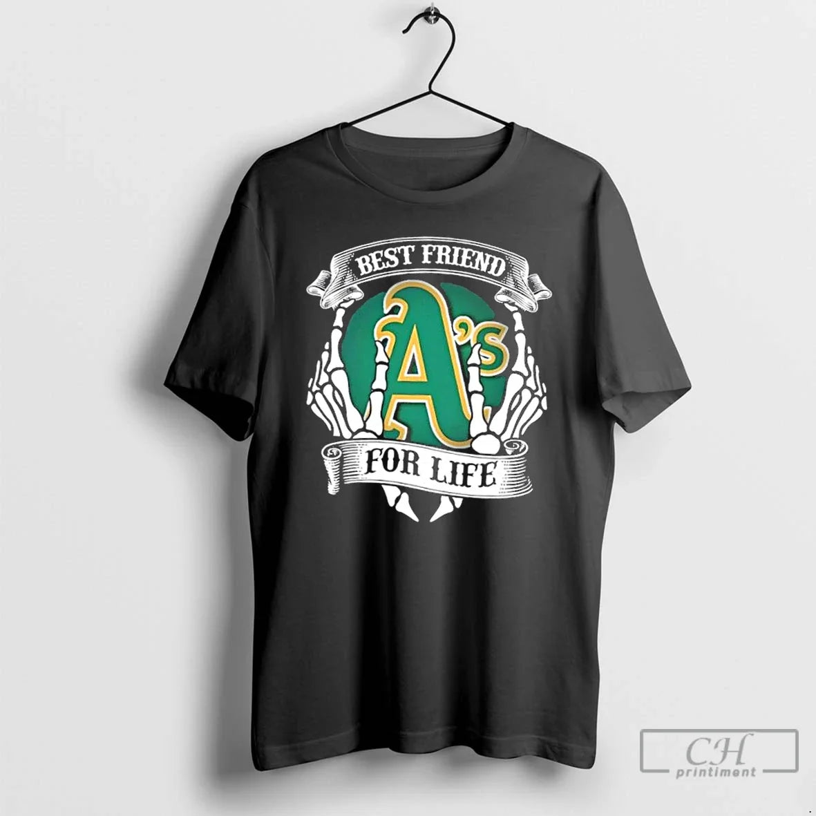 Oakland Athletics Baseball Best Friend Life Hands Bones T-Shirts