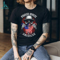 Proud White American Skull USA Flag T Shirt Patriotic Biker Graphic Tee