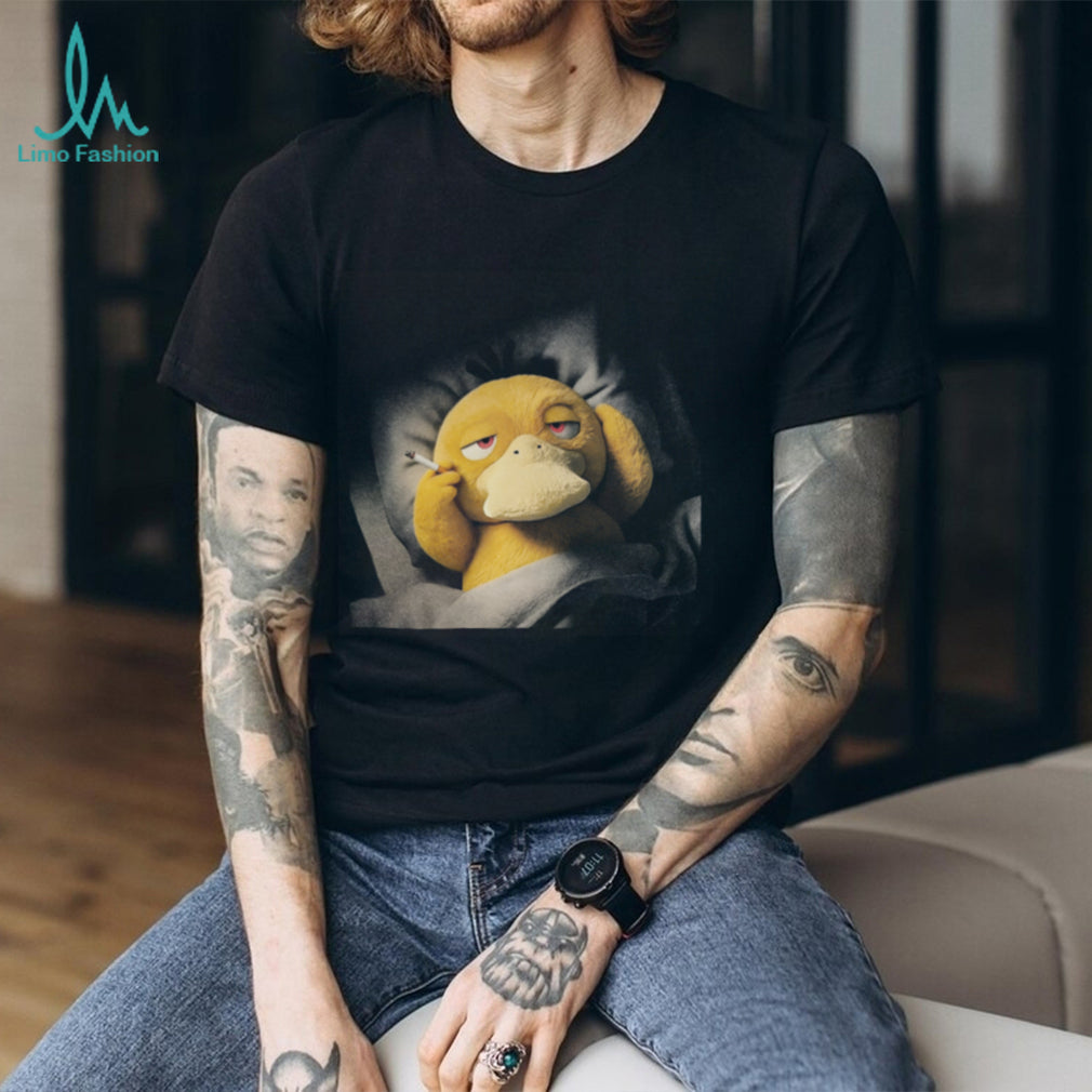 Psyduck Waking Up Smoking Cigarette Funny Retro Aesthetic T Shirt
