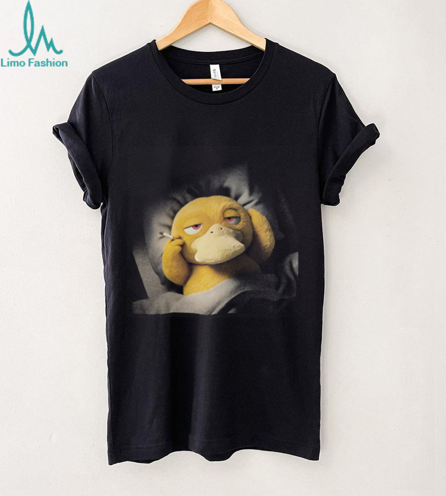 Psyduck Waking Up Smoking Cigarette Funny Retro Aesthetic T Shirt
