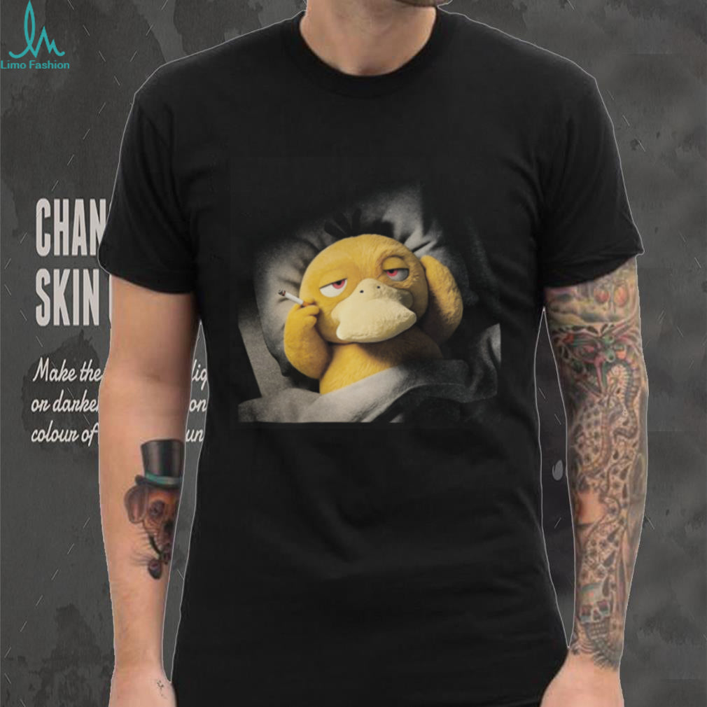 Psyduck Waking Up Smoking Cigarette Funny Retro Aesthetic T Shirt