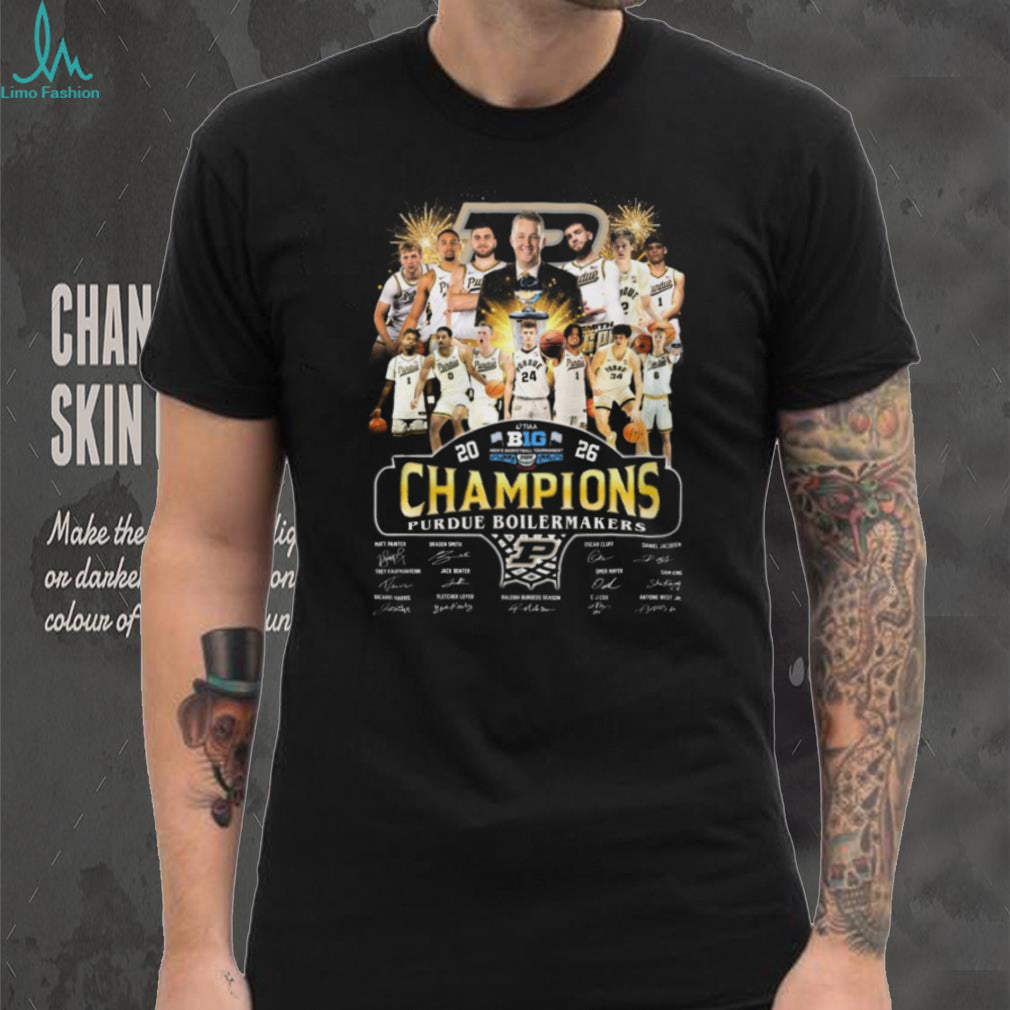 Purdue Boilermakers 2026 Big Ten Champions Team Signature T Shirt