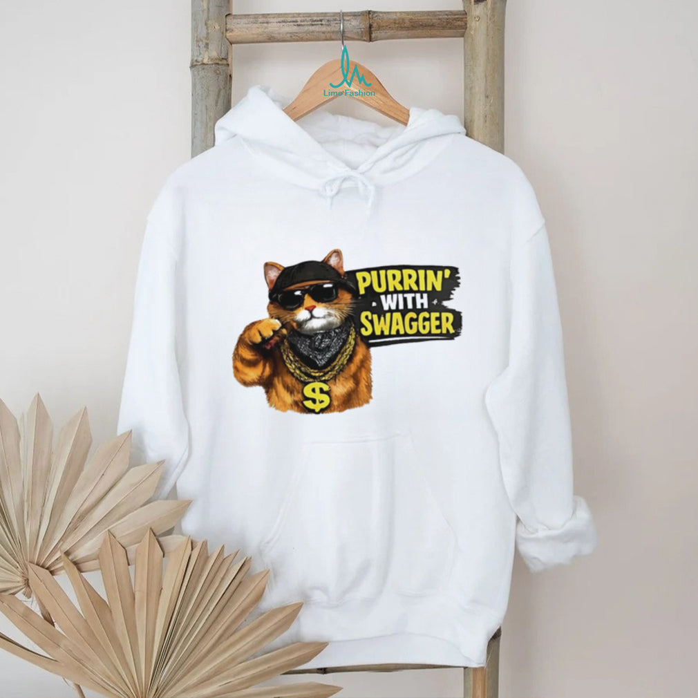 Purrin’ with swagger cat gangter shirt
