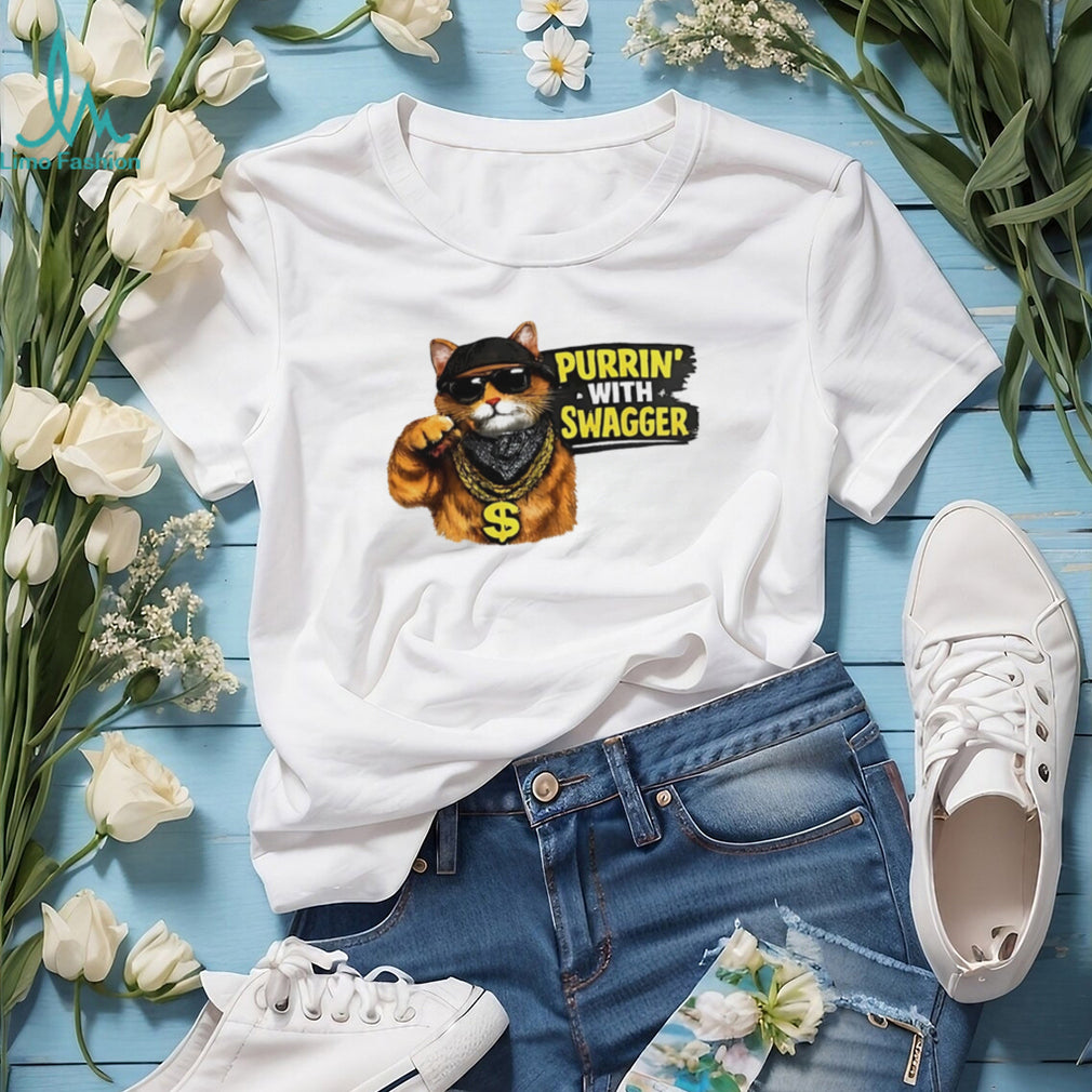 Purrin’ with swagger cat gangter shirt