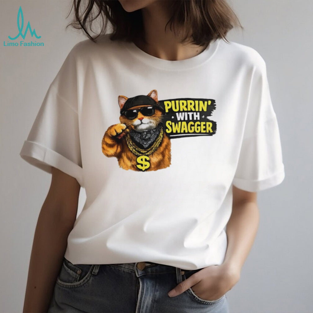 Purrin’ with swagger cat gangter shirt