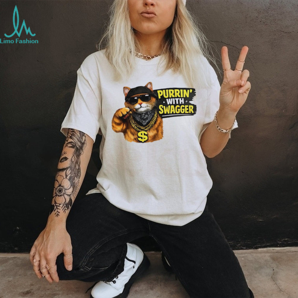 Purrin’ with swagger cat gangter shirt