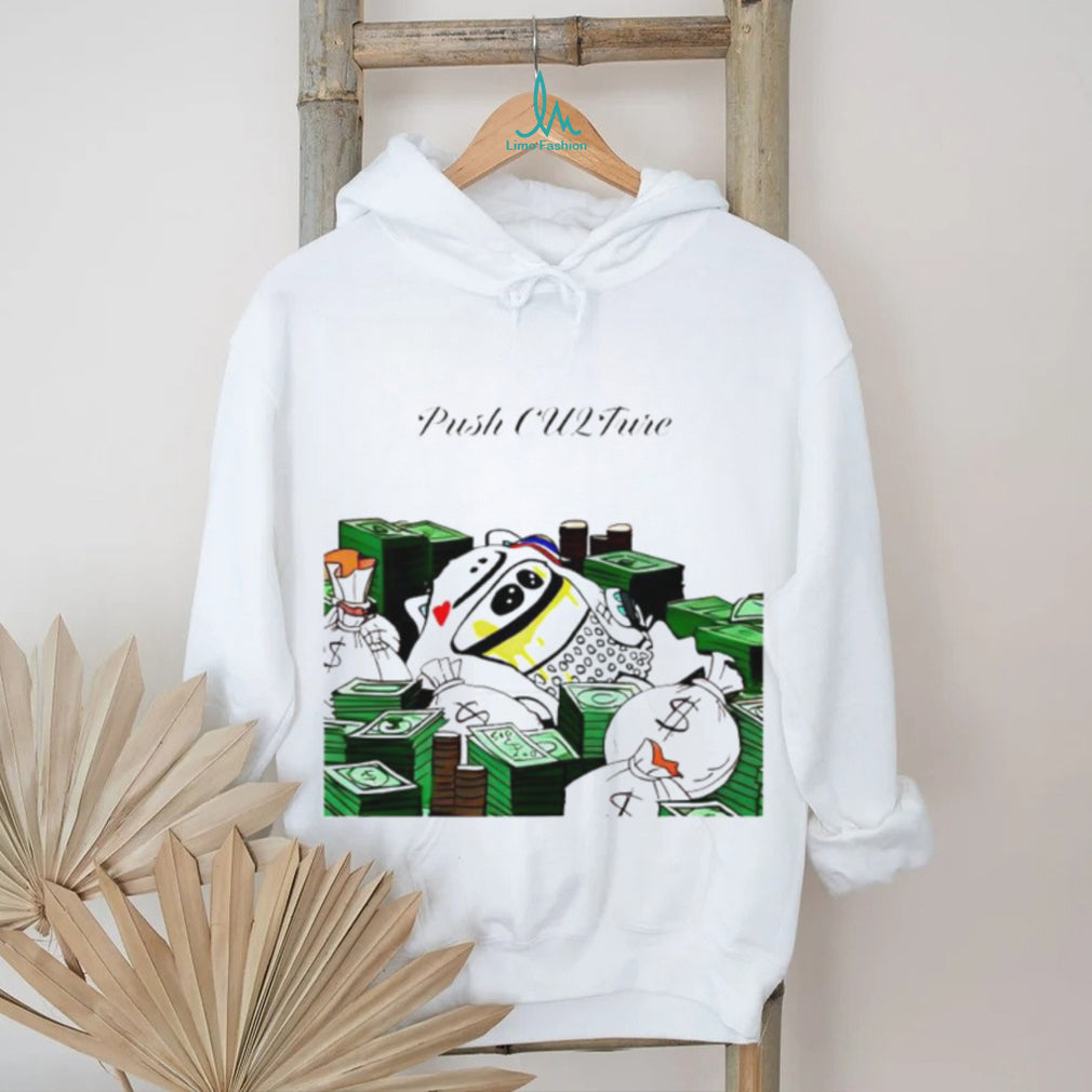 Push CU2Ture Money Bags Streetwear Cartoon Graphic T Shirt