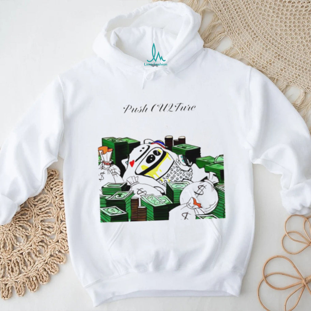 Push CU2Ture Money Bags Streetwear Cartoon Graphic T Shirt
