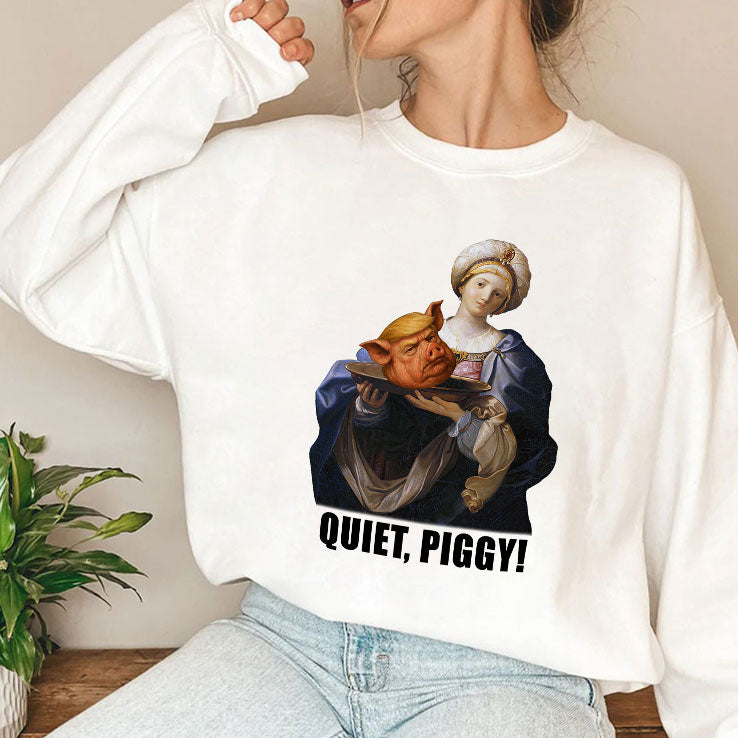 Quiet Piggy Saint Holding Pig Head Anti Trump T Shirt