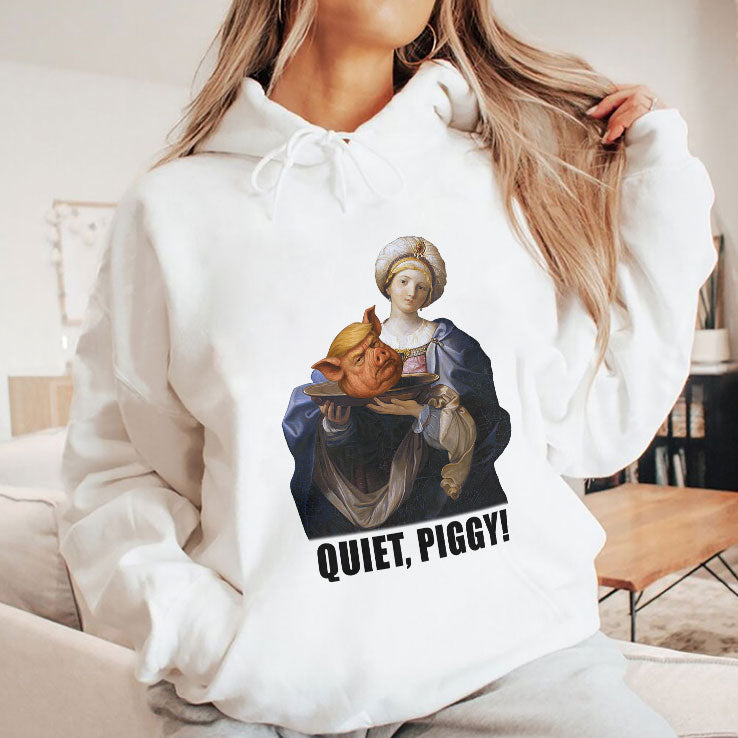 Quiet Piggy Saint Holding Pig Head Anti Trump T Shirt