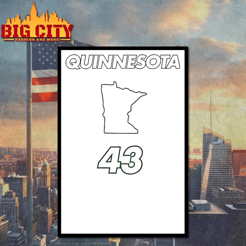 Quinn Hughes 43 Minnesota Wild Map Quinnesota State Of Hockey Shirt