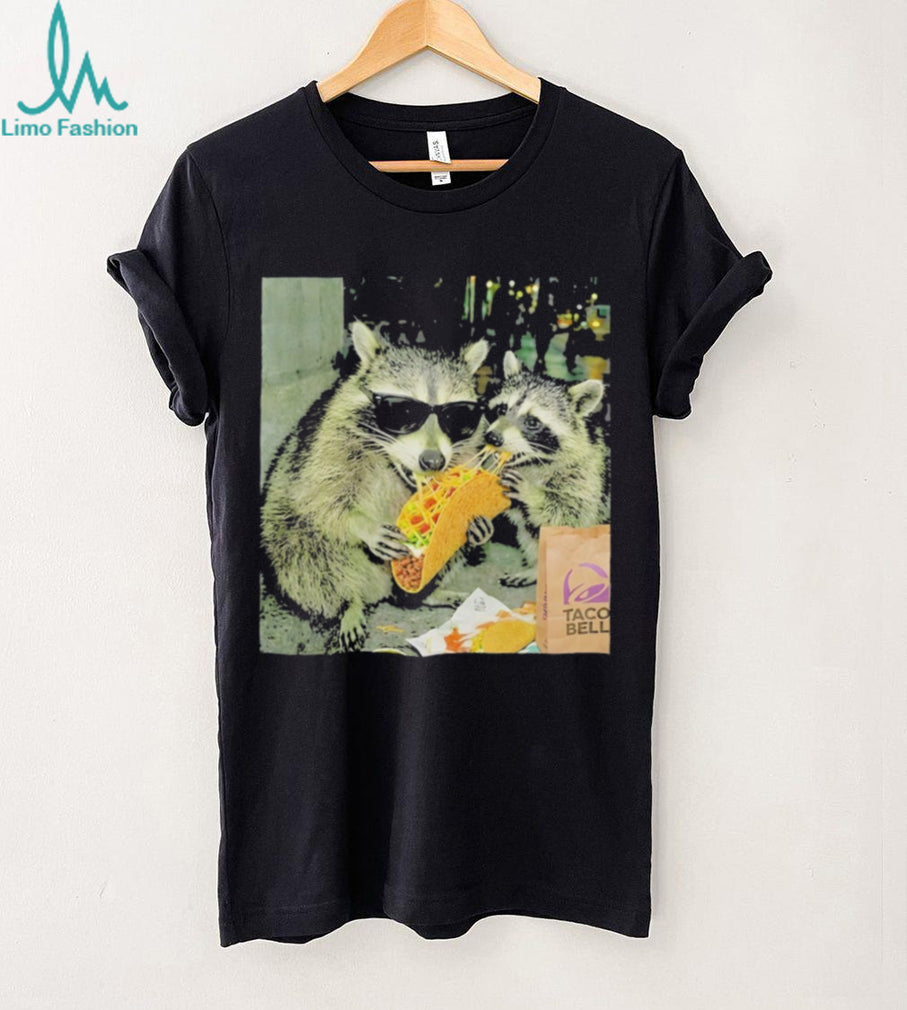 Raccoons Eating Taco Bell Mexican Food Humor Graphic T Shirt