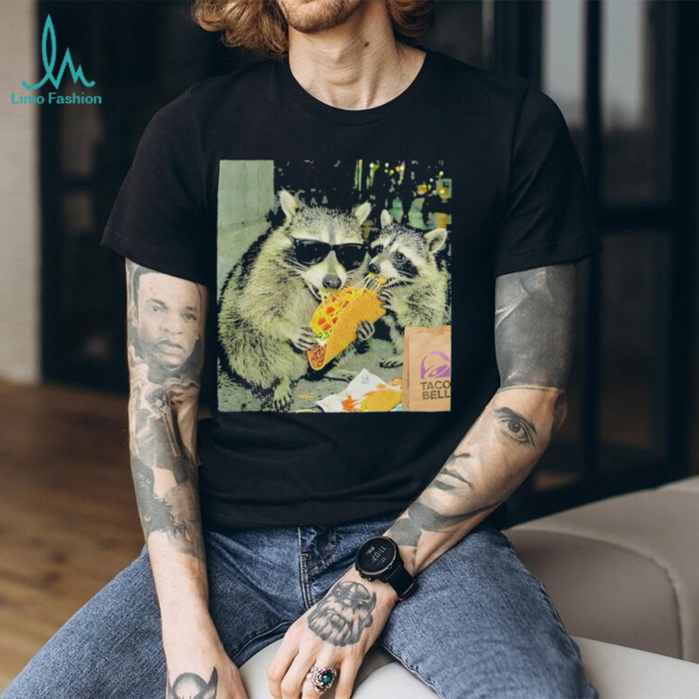 Raccoons Eating Taco Bell Mexican Food Humor Graphic T Shirt