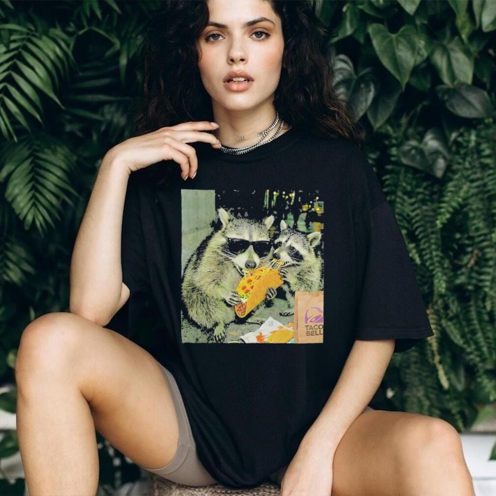 Raccoons Eating Taco Bell Mexican Food Humor Graphic T Shirt