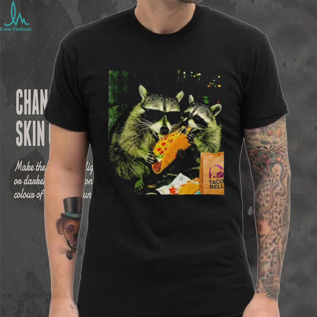 Raccoons Eating Taco Bell Sunglasses Funny Graphic T Shirt