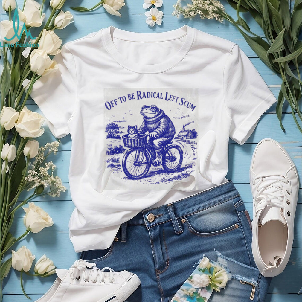 Radical Left Scum Frog Riding Bicycle Cottagecore Retro T Shirt