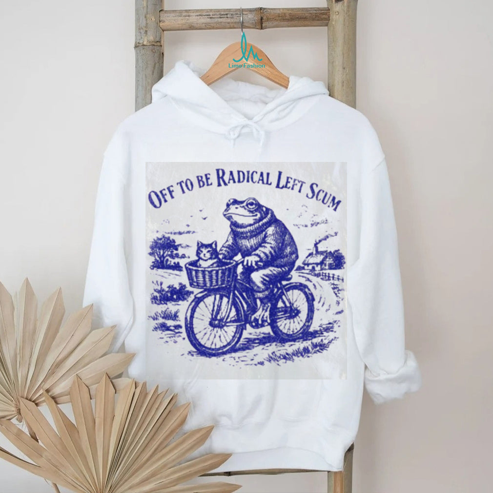 Radical Left Scum Frog Riding Bicycle Cottagecore Retro T Shirt