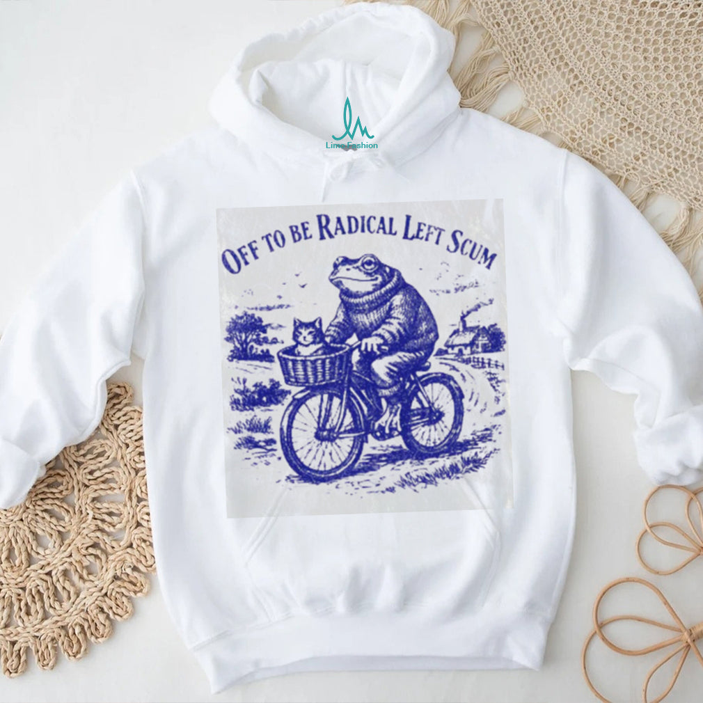 Radical Left Scum Frog Riding Bicycle Cottagecore Retro T Shirt