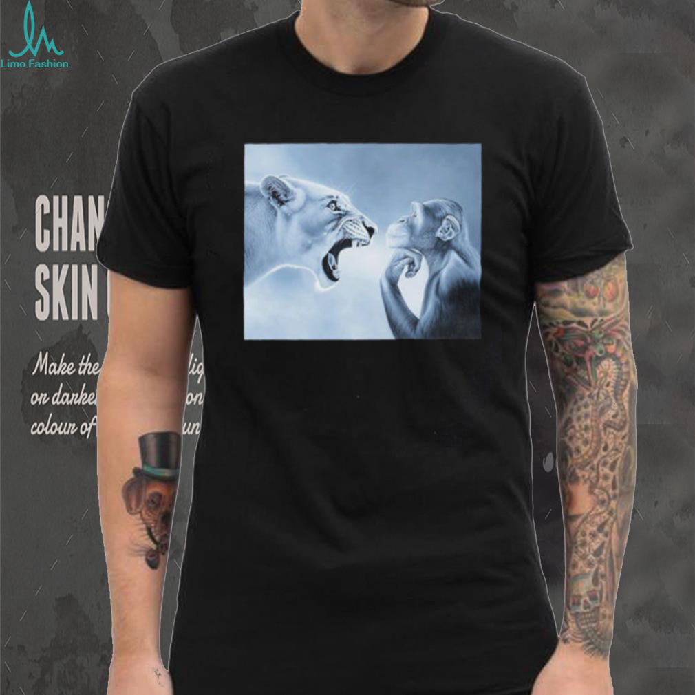 Ragebait chimpanzee and lion meme shirt