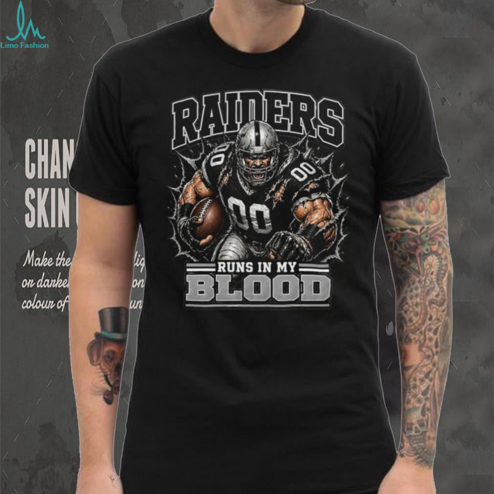 Raiders Football Runs In My Blood Vintage Retro Sports Fan Apparel For Men Women Shirt