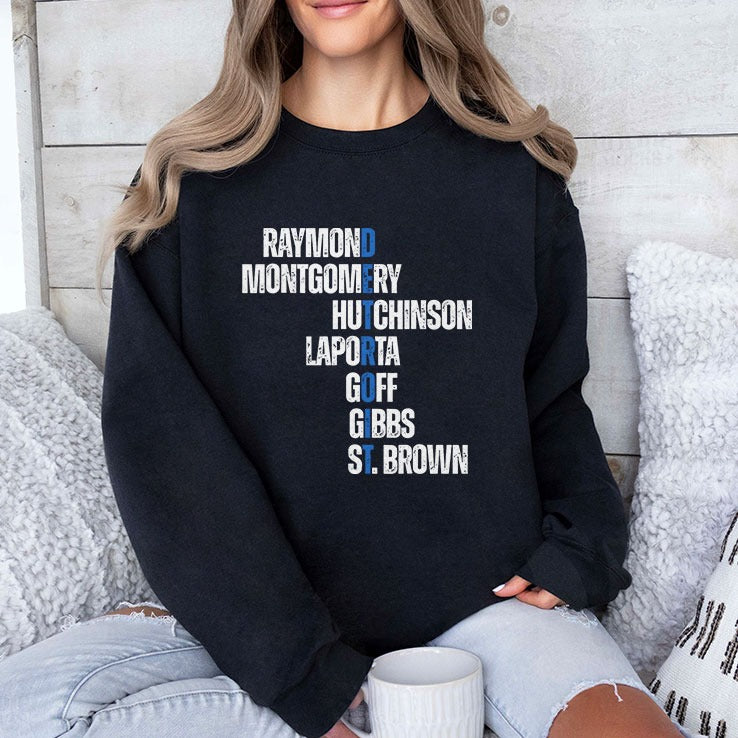 Raymond Montgomery Hutchinson Laporta Goff Gibbs St Brown Detroit Shirt