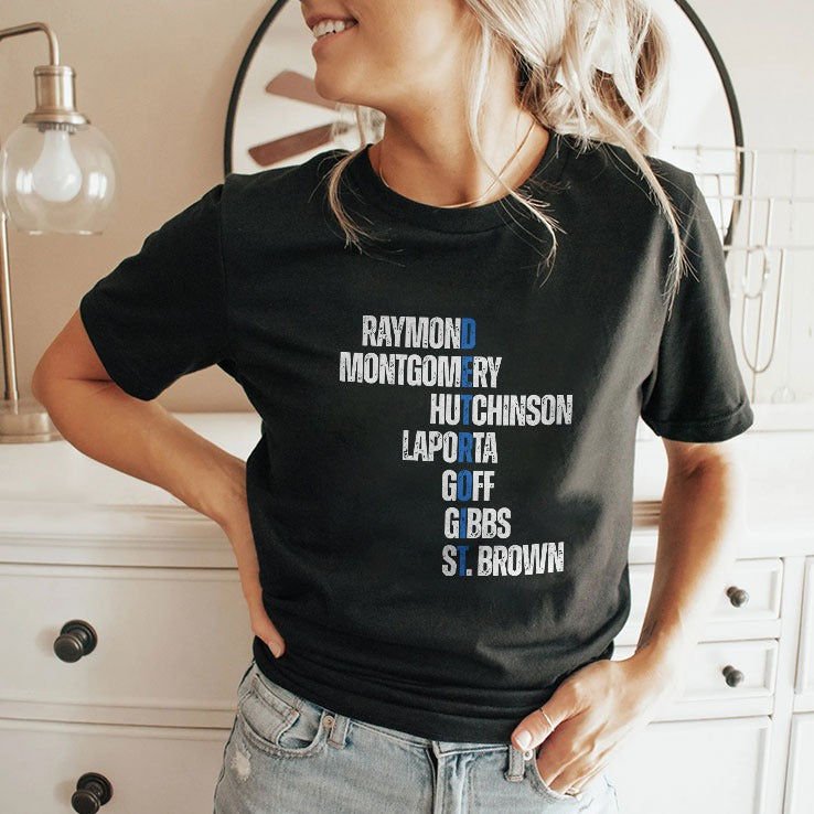 Raymond Montgomery Hutchinson Laporta Goff Gibbs St Brown Detroit Shirt