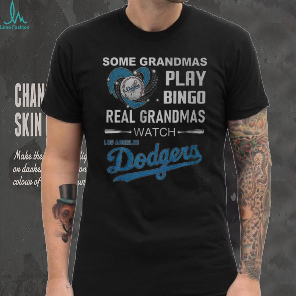 Real Grandmas Watch Los Angeles Dodgers Baseball Grey T Shirt