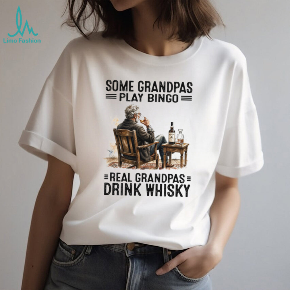 Real Grandpas Drink Whiskey Funny Old Man Bourbon Lover T Shirt
