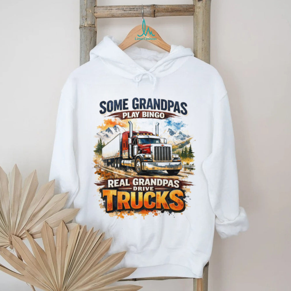 Real Grandpas Drive Trucks Funny Trucker Grandpa Gift T Shirt