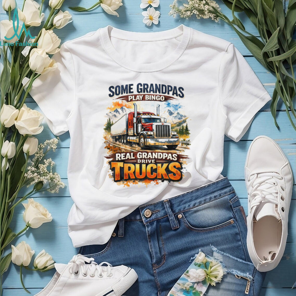 Real Grandpas Drive Trucks Funny Trucker Grandpa Gift T Shirt