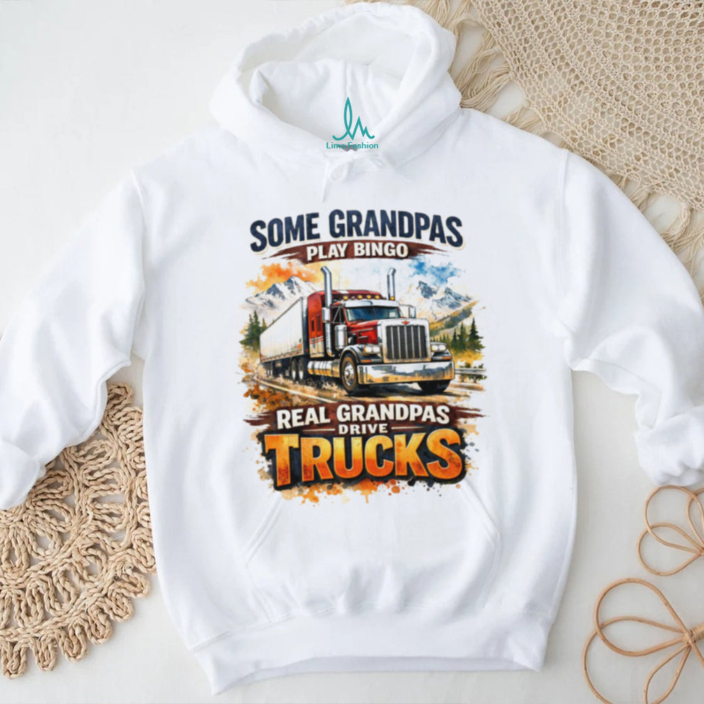 Real Grandpas Drive Trucks Funny Trucker Grandpa Gift T Shirt