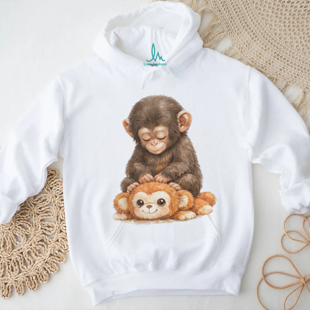 Realistic Baby Chimpanzee and Monkey Plush Friend Comfort Colors T Shirt