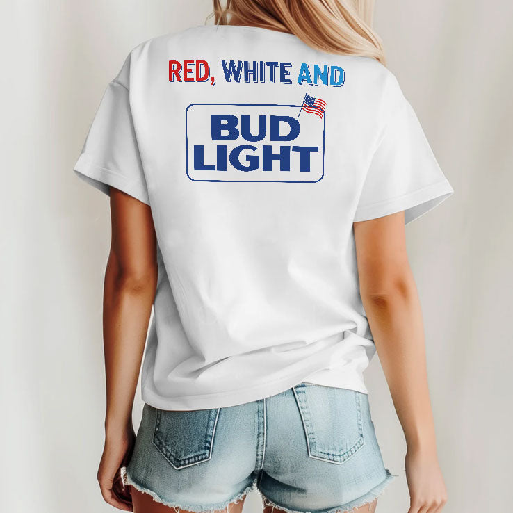 Red White And Bud Light 4th Of July T Shirt