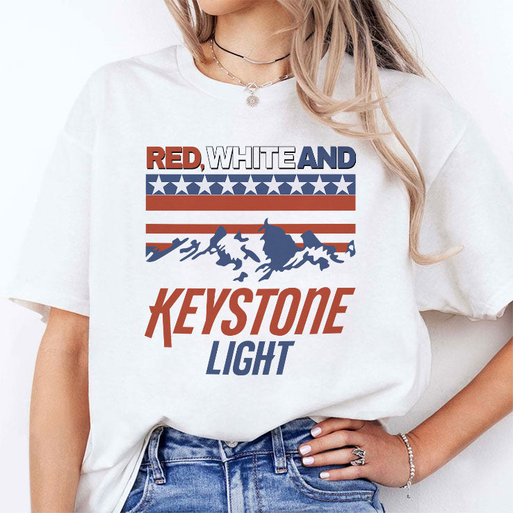 Red White And Keystone Light 4th Of July Shirt
