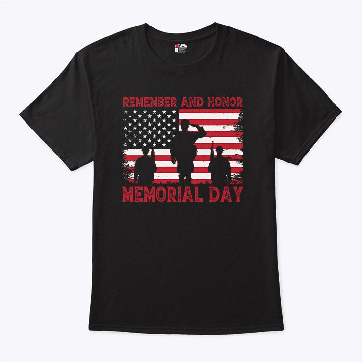 Remember And Honor Memorial Day American Flag T Shirt