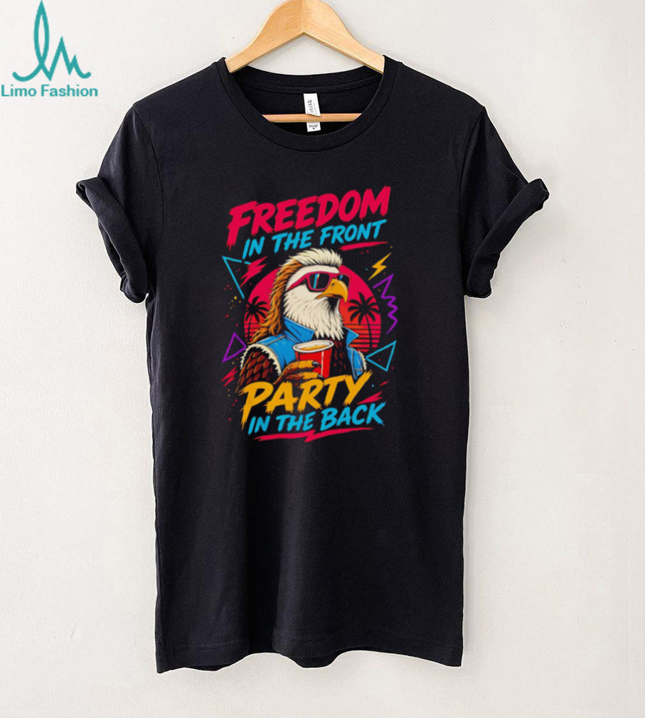 Retro 80s Eagle Mullet Freedom In The Front Party In The Back USA T Shirt