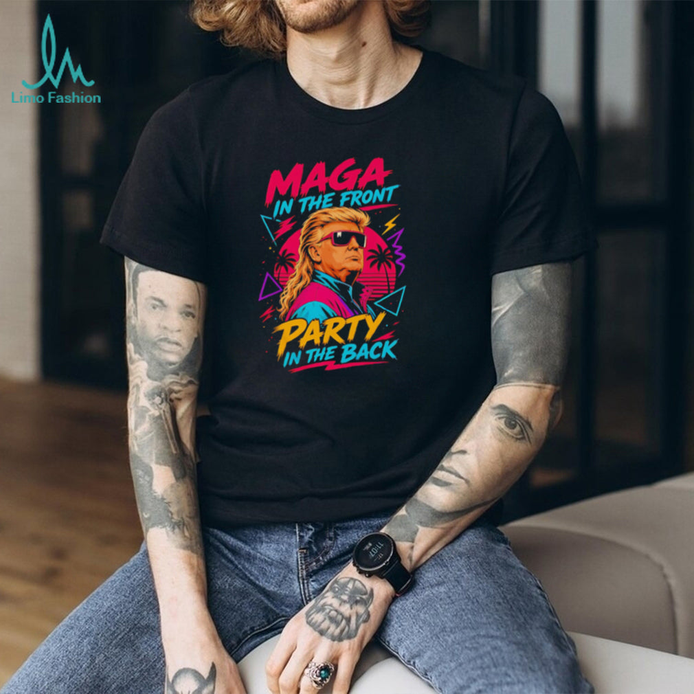 Retro 80s MAGA In The Front Party In The Back Mullet T Shirt
