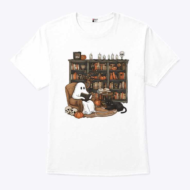 Retro Ghost Reading Books Shirt