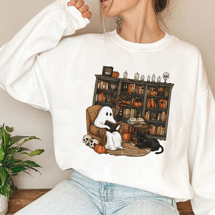 Retro Ghost Reading Books Shirt