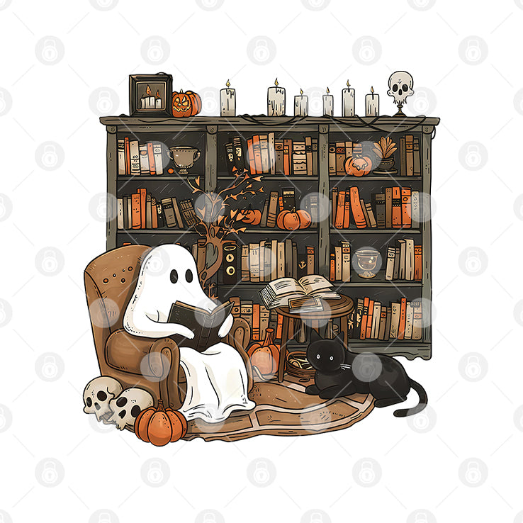 Retro Ghost Reading Books Shirt