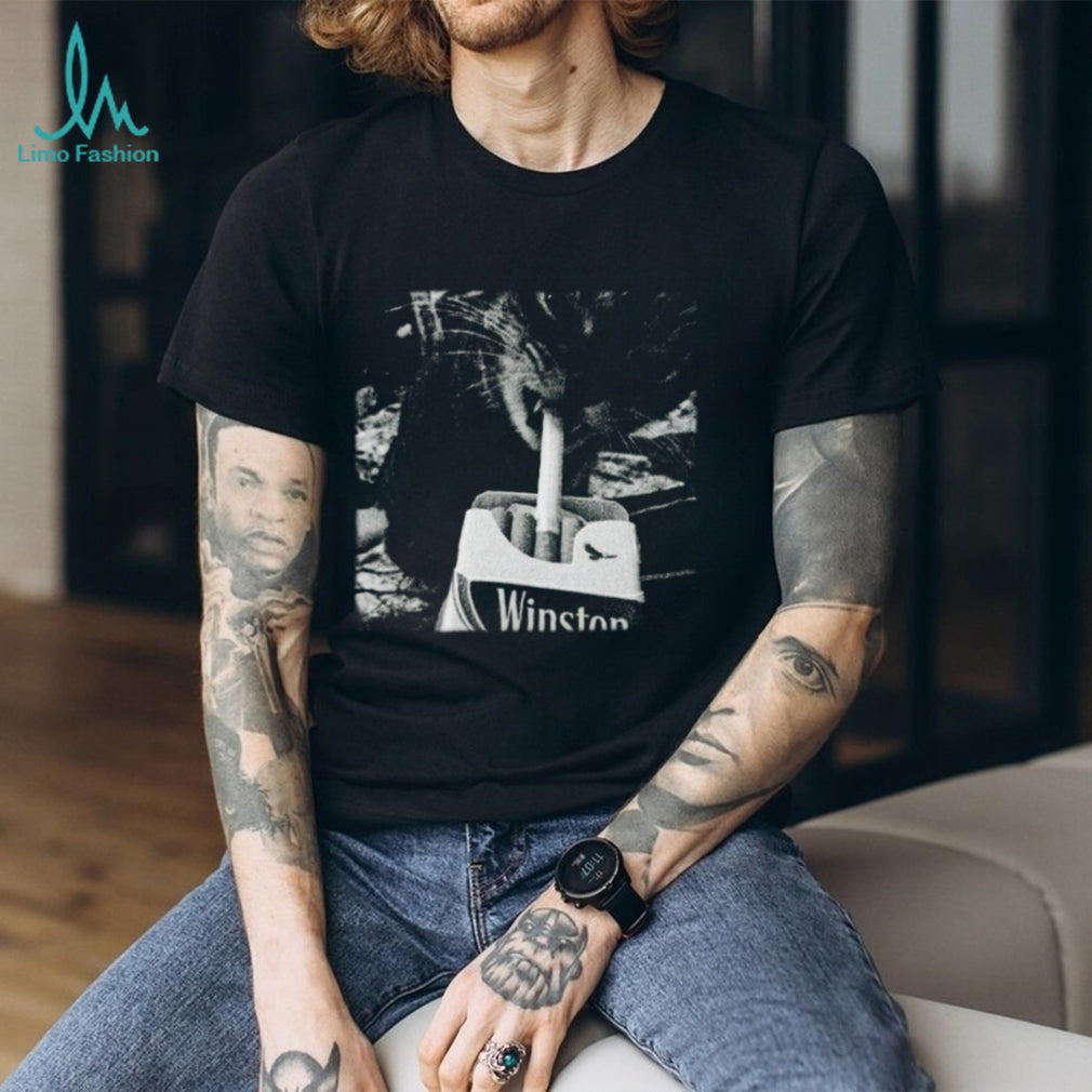 Retro Grunge Smoking Cat Aesthetic Winston Cigarettes T Shirt